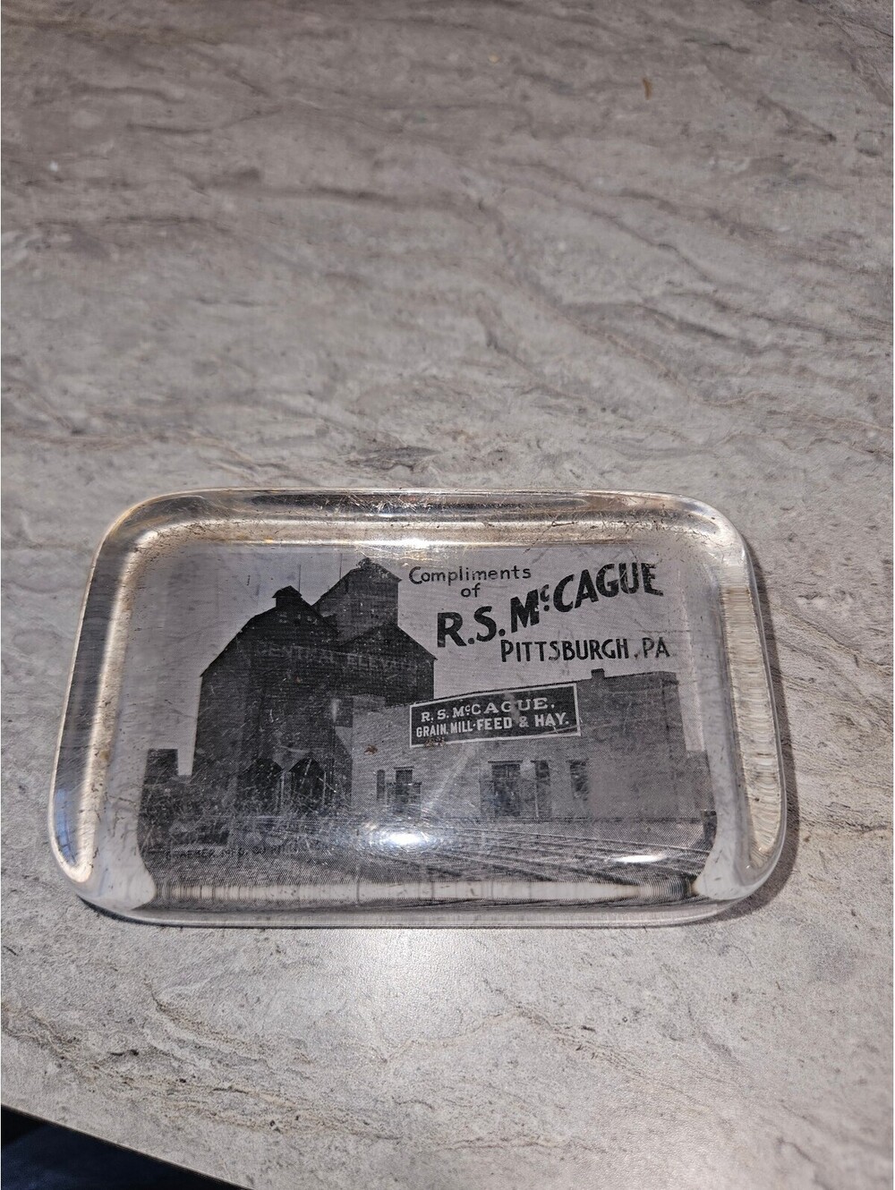 Vintage R.S. McCague Pittsburgh PA Glass Paperweight
